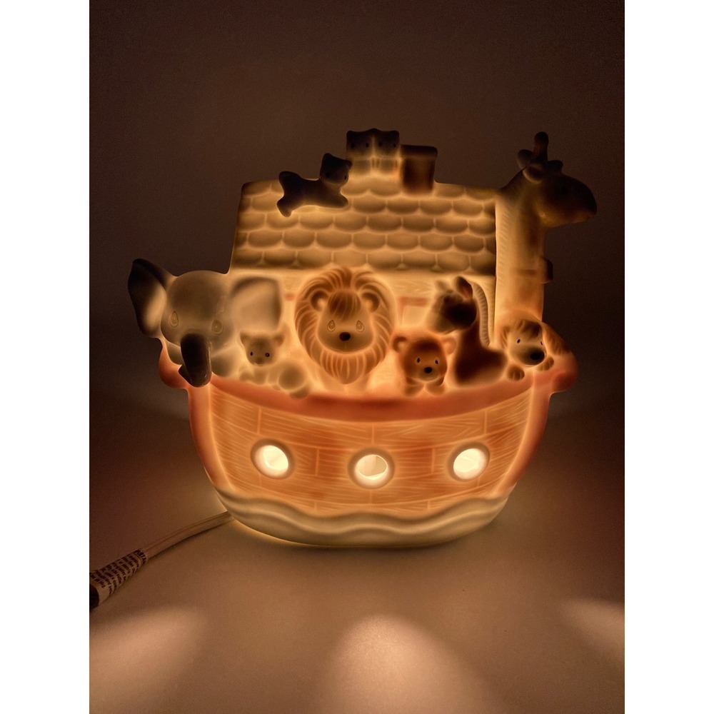 Vintage 1992 Precious Moments Two By Two Noahs Ark Ceramic Night Light 446386